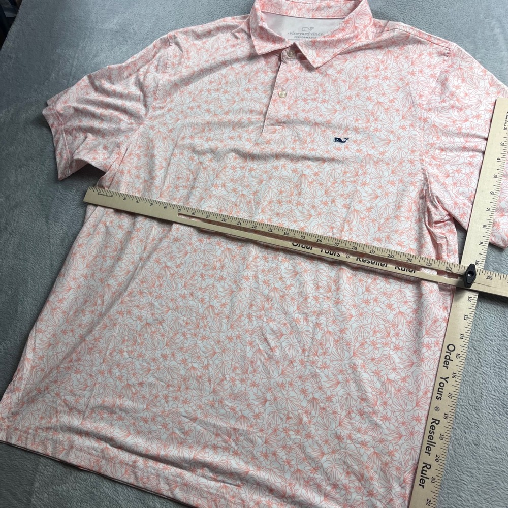 Vineyard Vines Performance Polo Shirt Men XL Pink White Floral Short Sleeve Golf - Picture 4 of 8